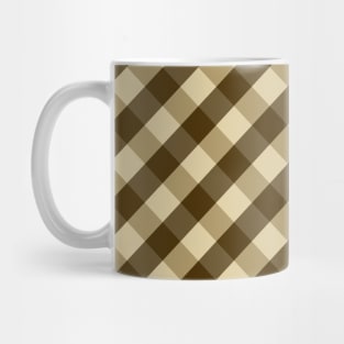 Brown and Tan Retro 60s Check Gingham Plaid Mug